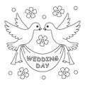 Wedding Day Dove Coloring Page for Kids