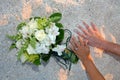 Wedding day hands on beach Royalty Free Stock Photo