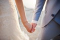 Wedding day. Hands in hands of newlywed couple Royalty Free Stock Photo