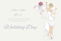 Wedding Day invitation with beautiful fiancee