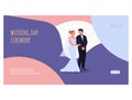Wedding day landing page flat vector design. Royalty Free Stock Photo