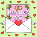 Wedding Day Letter Colored Cartoon Illustration