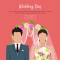 Wedding Day Web Banner. Newlyweds Couple Design Royalty Free Stock Photo