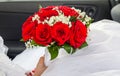 A wedding day, a young Muslim woman with a scarf on his head, ho Royalty Free Stock Photo