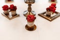 Detail of table arrangement in red theme Royalty Free Stock Photo