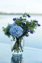 Wedding decor flowers blue violet