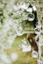 Wedding decor flowers postcard ball glass hang Royalty Free Stock Photo