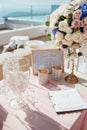 Wedding decor in pink and gold colors Royalty Free Stock Photo