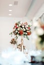 Wedding decor, interior. Festive. Banquet table. Modern wedding decorations. Royalty Free Stock Photo