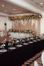 Wedding decor, interior. Festive. Banquet table. Modern wedding decorations. Royalty Free Stock Photo