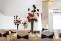 Wedding decor at restaurant with all beauty and flowers Royalty Free Stock Photo