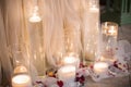 Wedding decor in a restaurant of candles floor