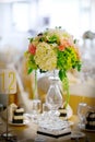 Wedding decor table setting and flowers Royalty Free Stock Photo
