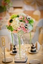 Wedding decor table setting and flowers Royalty Free Stock Photo