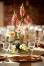 Wedding decor table setting and flowers Royalty Free Stock Photo