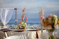 Wedding decor table setting and flowers Royalty Free Stock Photo