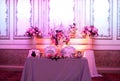 Wedding decor table setting and flowers Royalty Free Stock Photo