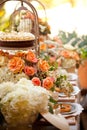 Wedding decor table setting and flowers Royalty Free Stock Photo