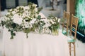 Wedding decor in white green tones colors Royalty Free Stock Photo