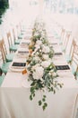 Wedding decor in white green tones Royalty Free Stock Photo