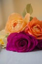 Wedding decoration with roses. Bouquet of mixed roses Royalty Free Stock Photo