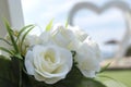 Wedding decorations of a chair on Sidari beach near the D`Amour canal on the island of Corfu, Greece