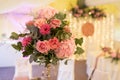 Wedding decorations - Close-up of a bouquet of flowers in a vase in an elegant room in the palace Royalty Free Stock Photo