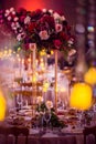 Wedding decorations with flowers and candles. banquet decor. Royalty Free Stock Photo