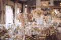 Wedding decorations with flowers and candles. banquet decor. Royalty Free Stock Photo