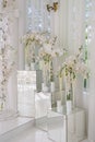 Wedding decorations in white romantic style Royalty Free Stock Photo
