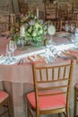 Wedding decorations tables chairs flowers Royalty Free Stock Photo