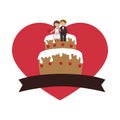 Wedding delicious cake icon