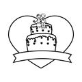 Wedding delicious cake icon