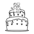 Wedding delicious cake icon