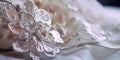 Wedding Detail White Brides Dress Fragment Elegant Material Close-up