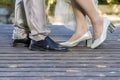 Wedding details, feet of bride and groom, wedding