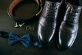 Wedding details. groom set. Men`s accessories, shoes, rings