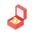 Wedding diamond ring in a box. Vector illustration Royalty Free Stock Photo