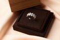 Wedding diamond ring with gift box, close-up Royalty Free Stock Photo