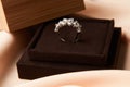 Wedding diamond ring with gift box, close-up Royalty Free Stock Photo