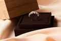 Wedding diamond ring with gift box, close-up Royalty Free Stock Photo