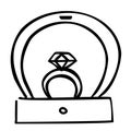 Wedding diamond vector ring doodle icon, sticker