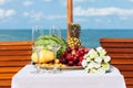 Wedding dinner on the beach. Royalty Free Stock Photo