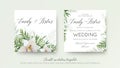 Wedding double invitation, invite card design with elegant white