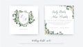 Wedding double invite, invitation, save the date card floral design. Elegant monogram with silver dollar eucalyptus greenery