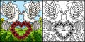Wedding Dove Coloring Page Colored Illustration