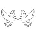 Wedding Dove With Love Icon Black White Coloring Page, Wedding Element, Pigeon Couple Royalty Free Stock Photo