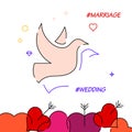 Wedding doves filled line icon, simple illustration