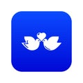 Wedding doves heart icon blue vector