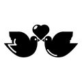 Wedding doves heart icon , simple style